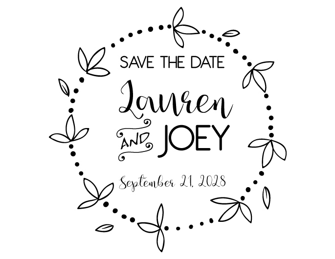 The Round Pedal Save the Date rubber stamp is a great and unique way to let everyone know about your special upcoming wedding date!