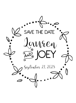 The Round Pedal Save the Date rubber stamp is a great and unique way to let everyone know about your special upcoming wedding date!