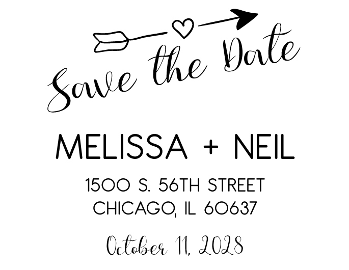 The Soaring Arrow Save the Date rubber stamp is a great and unique way to let everyone know about your special upcoming wedding date!