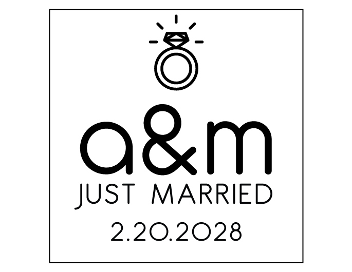 The Bling Ring Just Married rubber stamp is a great and unique way to let everyone know about your special upcoming wedding date!