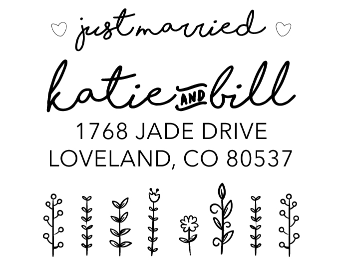 The Flower Garden Just Married rubber stamp is a great and unique way to let everyone know about your special upcoming wedding date!