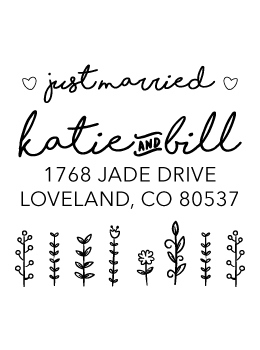 The Flower Garden Just Married rubber stamp is a great and unique way to let everyone know about your special upcoming wedding date!