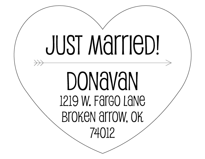 The Heart & Arrow Just Married rubber stamp is a great and unique way to let everyone know about your special upcoming wedding date!