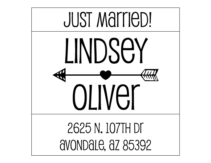 The Block Just Married rubber stamp- unique way to announce your recent wedding date! Choose between a self-inking stamp or a traditional rubber stamp.
