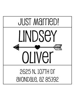 The Block Just Married rubber stamp- unique way to announce your recent wedding date! Choose between a self-inking stamp or a traditional rubber stamp.