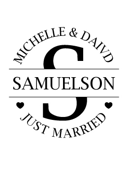 The Large Initial Just Married rubber stamp is a great and unique way to let everyone know about your special upcoming wedding date!