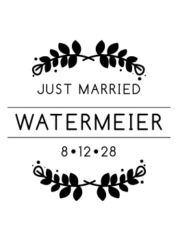 The Wreath Just Married rubber stamp is a great and unique way to let everyone know about your special wedding date!