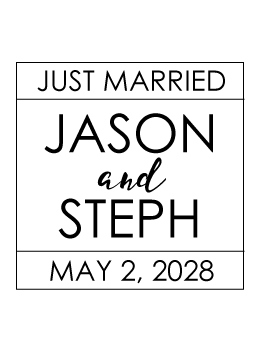 The Even Squared Just Married rubber stamp is a great and unique way to let everyone know about your special upcoming wedding date!