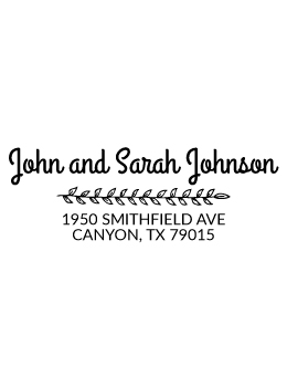 Designer return address stamp.  Unique design comes with thousands of impressions.  Customize with your own information.  Stamp is re-inkable.