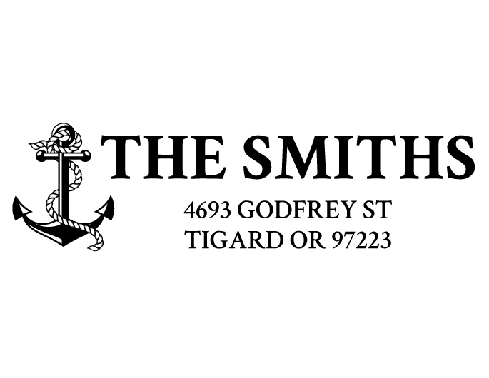 Designer return address stamp.  Unique design comes with thousands of impressions.  Customize with your own information.  Stamp is re-inkable.