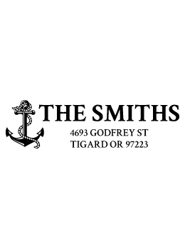 Designer return address stamp.  Unique design comes with thousands of impressions.  Customize with your own information.  Stamp is re-inkable.