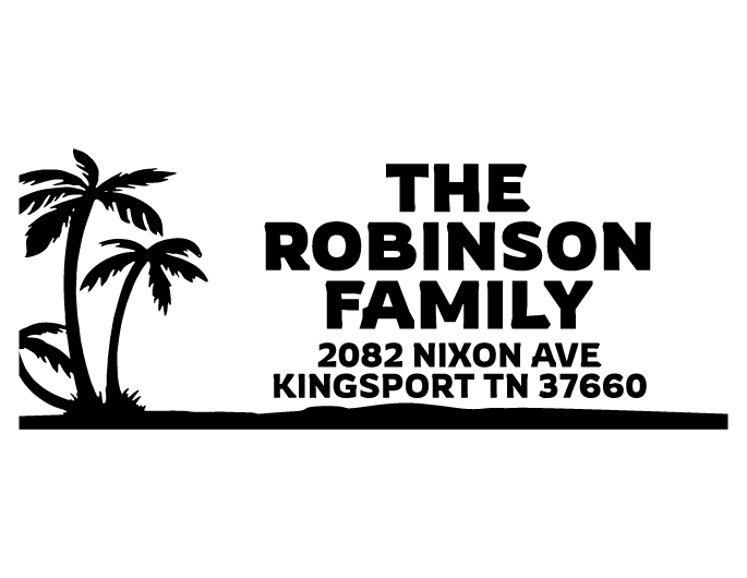 Designer return address stamp.  Unique design comes with thousands of impressions.  Customize with your own information.  Stamp is re-inkable.