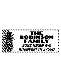 Designer return address stamp.  Unique design comes with thousands of impressions.  Customize with your own information.  Stamp is re-inkable.