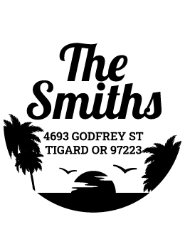 Designer return address stamp.  Unique design comes with thousands of impressions.  Customize with your own information.  Stamp is re-inkable.
