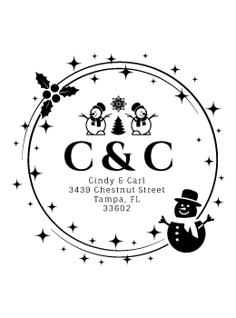 Designer return address stamp.  Unique design comes with thousands of impressions.  Customize with your own information.  Stamp is re-inkable.