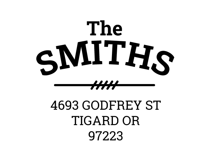 Designer return address stamp.  Unique design comes with thousands of impressions.  Customize with your own information.  Stamp is re-inkable.