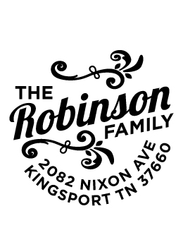 Designer return address stamp.  Unique design comes with thousands of impressions.  Customize with your own information.  Stamp is re-inkable.