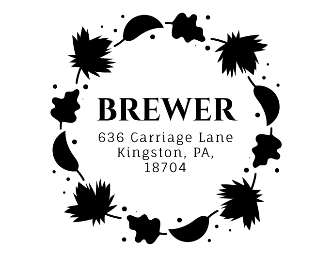 Designer return address stamp.  Unique design comes with thousands of impressions.  Customize with your own information.  Stamp is re-inkable.