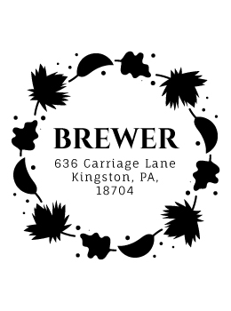 Designer return address stamp.  Unique design comes with thousands of impressions.  Customize with your own information.  Stamp is re-inkable.