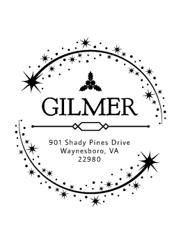 Designer return address stamp.  Unique design comes with thousands of impressions.  Customize with your own information.  Stamp is re-inkable.