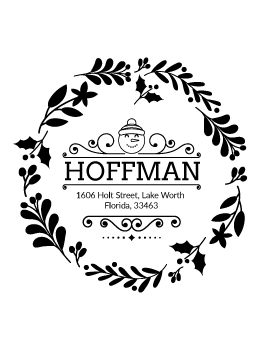 Designer return address stamp.  Unique design comes with thousands of impressions.  Customize with your own information.  Stamp is re-inkable.