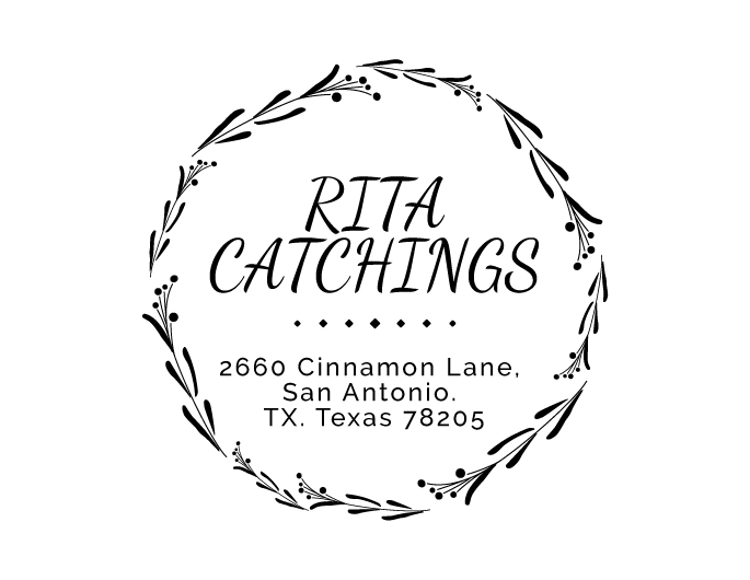 Designer return address stamp.  Unique design comes with thousands of impressions.  Customize with your own information.  Stamp is re-inkable.