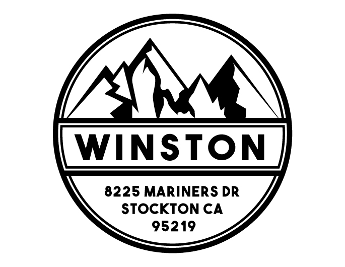 Mountain designer return address stamp.  Unique design comes with thousands of impressions.  Customize with your own information.  Stamp is re-inkable.