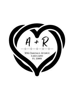 Heart and Initial designer return address stamp.  Unique design comes with thousands of impressions.  Customize with your own information.  Stamp is re-inkable.