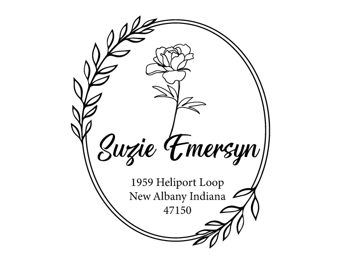 Rose designer return address stamp.  Unique design comes with thousands of impressions.  Customize with your own information.  Stamp is re-inkable.
