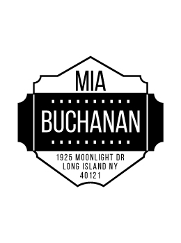 Buchanan Design return address stamp.  Unique design comes with thousands of impressions.  Customize with your own information.  Stamp is re-inkable.