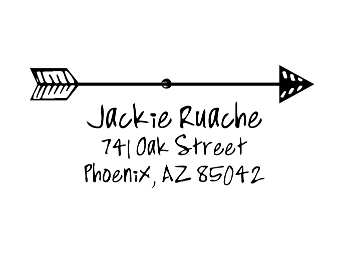 The Arrow return address stamp is a great and unique way to stamp your return address. Choose between a self-inking stamp or a traditional rubber stamp.