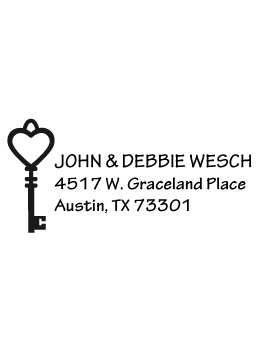 The Heart & Key return address stamp is a great and unique way to stamp your return address. Choose from self-inking stamp or traditional rubber stamp.