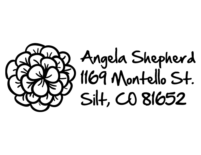 The Flower Pedals return address stamp is a great and unique way to stamp your return address. Choose from self-inking stamp or traditional rubber stamp.