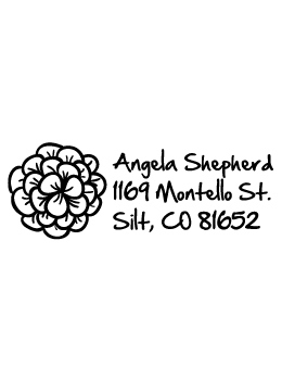 The Flower Pedals return address stamp is a great and unique way to stamp your return address. Choose from self-inking stamp or traditional rubber stamp.