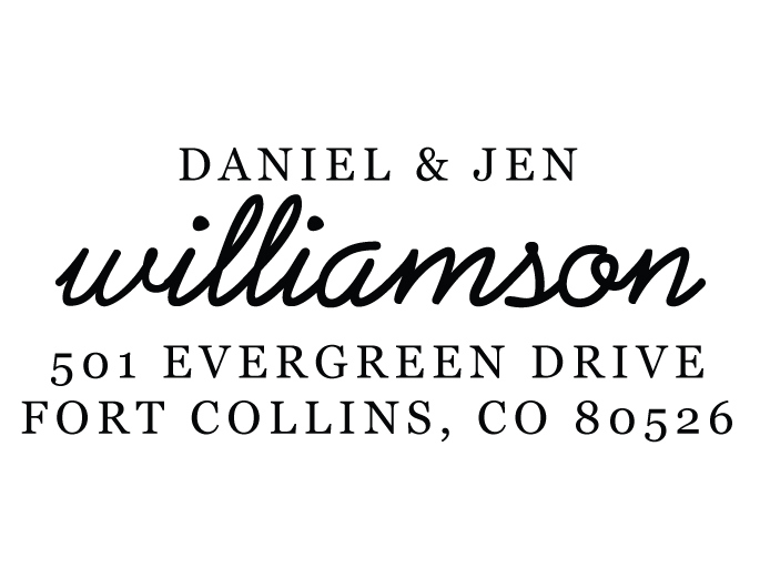 The Williamson Return Address Stamp is a great and unique way to stamp your return address. Choose from self-inking stamp or traditional rubber stamp.