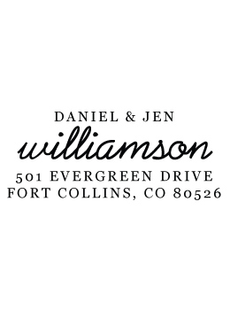 The Williamson Return Address Stamp is a great and unique way to stamp your return address. Choose from self-inking stamp or traditional rubber stamp.