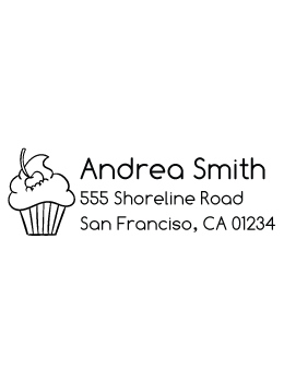 The Cupcake return address stamp is a great and unique way to stamp your return address. Choose between a self-inking stamp or a traditional rubber stamp.