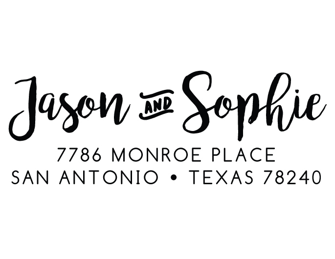 The Sophie return address stamp is a great and unique way to stamp your return address. Choose from self-inking stamp or traditional rubber stamp.