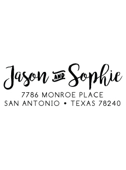 The Sophie return address stamp is a great and unique way to stamp your return address. Choose from self-inking stamp or traditional rubber stamp.