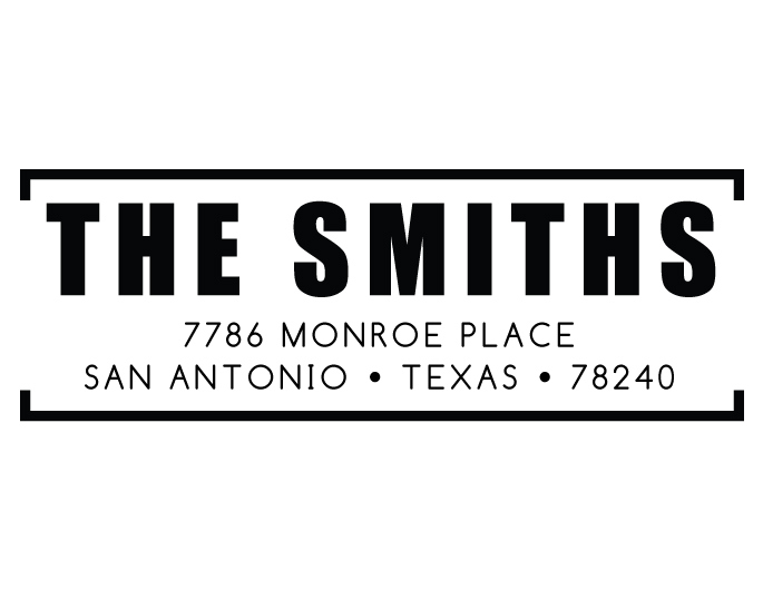 The Smiths return address stamp is a great and unique way to stamp your return address. Choose from self-inking stamp or traditional rubber stamp.