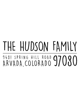 The Hudson Family return address stamp is a great and unique way to stamp your return address. Choose from self-inking stamp or traditional rubber stamp.