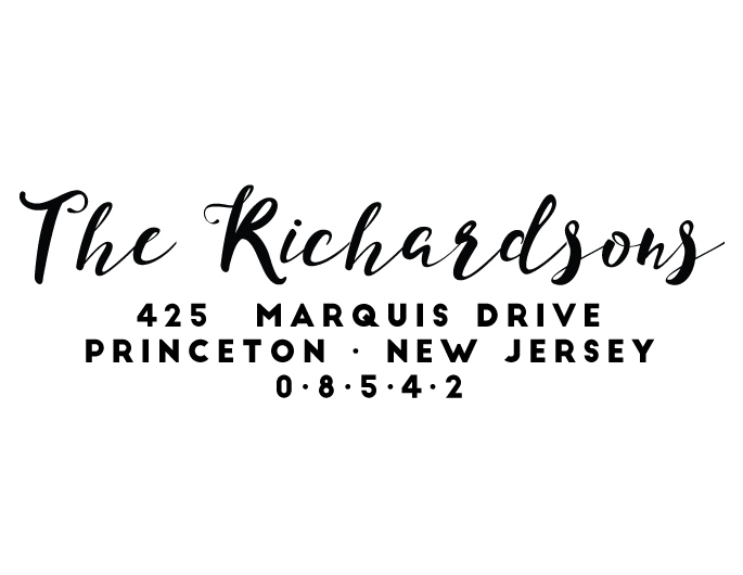 The Richardsons return address stamp is a great and unique way to stamp your return address. Choose from self-inking stamp or traditional rubber stamp.