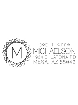 The Michaelson return address stamp is a great and unique way to stamp your return address. Choose from self-inking stamp or traditional rubber stamp.