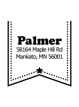 The Palmer return address stamp is a great and unique way to stamp your return address. Choose from self-inking stamp or traditional rubber stamp.