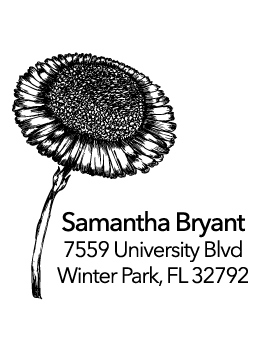 The Sunflower return address stamp is a great and unique way to stamp your return address. Choose from self-inking stamp or traditional rubber stamp.