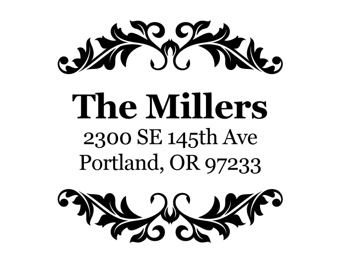 The Millers return address stamp is a great and unique way to stamp your return address. Choose from self-inking stamp or traditional rubber stamp.