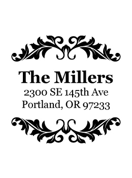 The Millers return address stamp is a great and unique way to stamp your return address. Choose from self-inking stamp or traditional rubber stamp.