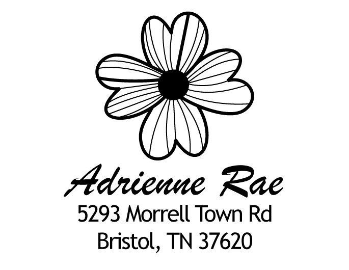 The Flower Outline return address stamp is a great and unique way to stamp your return address. Choose from self-inking stamp or traditional rubber stamp.