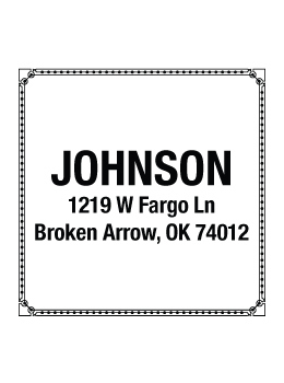 The Johnson return address stamp is a great and unique way to stamp your return address. Choose from self-inking stamp or traditional rubber stamp.