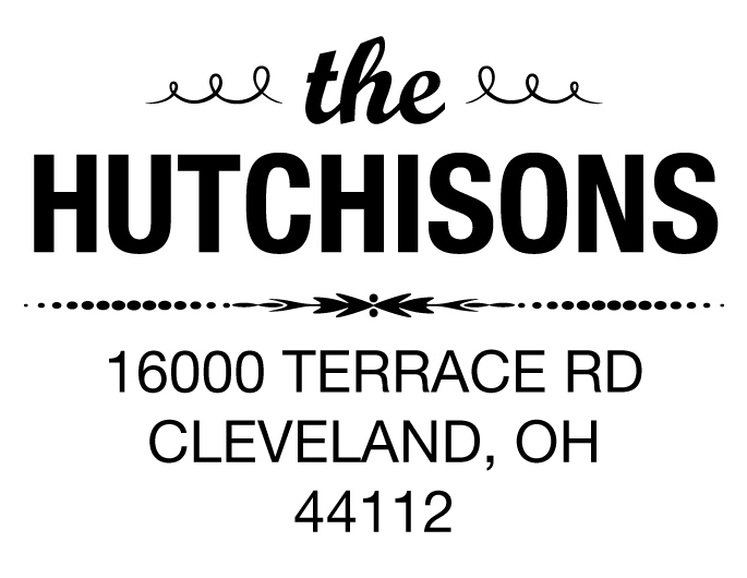 The Hutchinsons return address stamp is a great and unique way to stamp your return address. Choose from self-inking stamp or traditional rubber stamp.